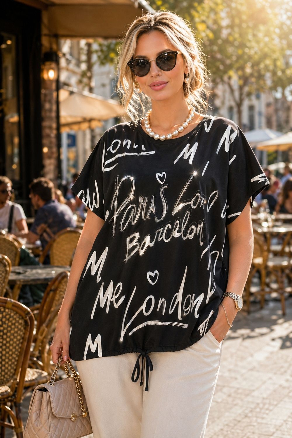 Нарядная футболка "City Glam" арт.260 - черный