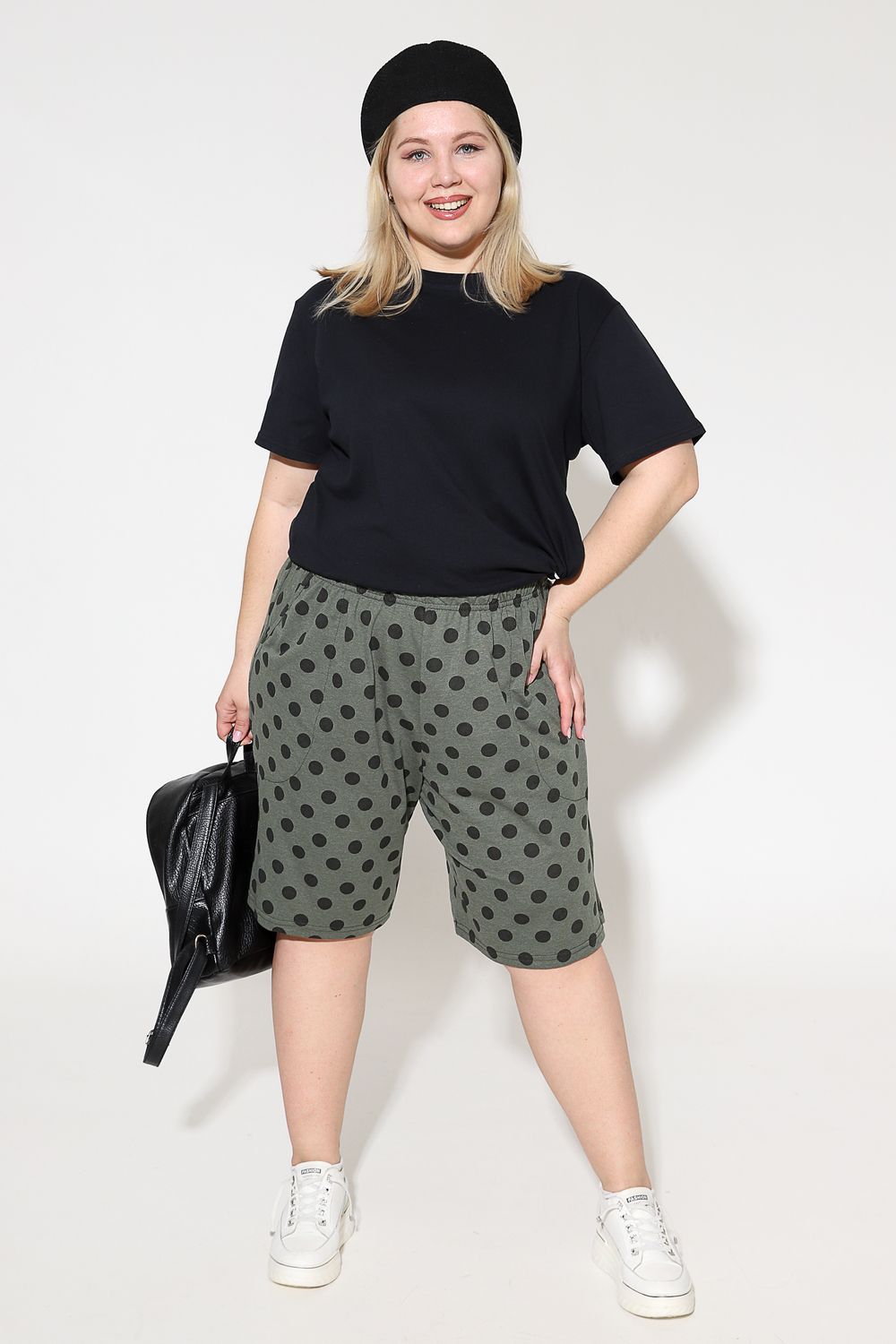 Шорты больших размеров 112 - горох хаки