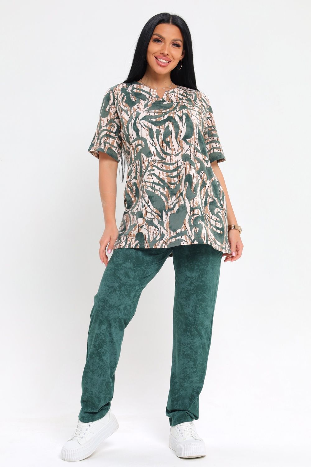 Костюм домашний с брюками CWC1043 - зеленый