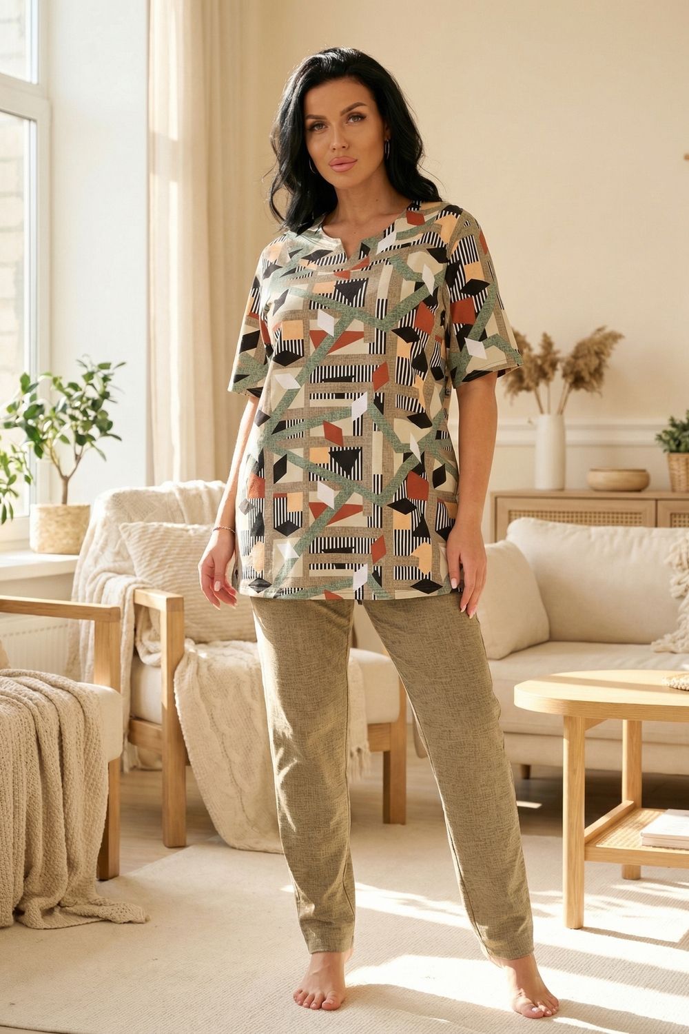 Костюм домашний с брюками CWC1043 - ромб