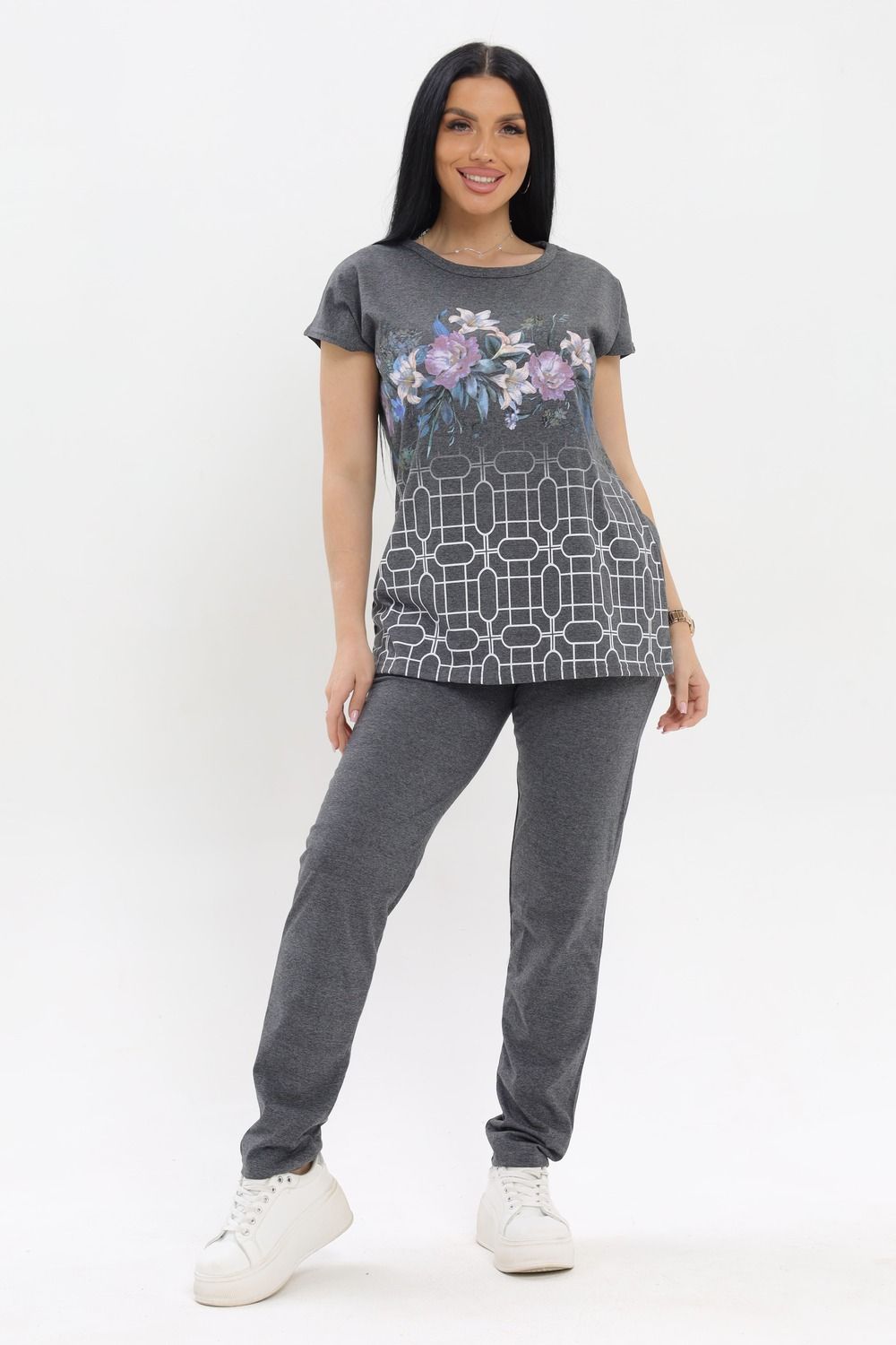 Костюм домашний с брюками CWC1035 - серый