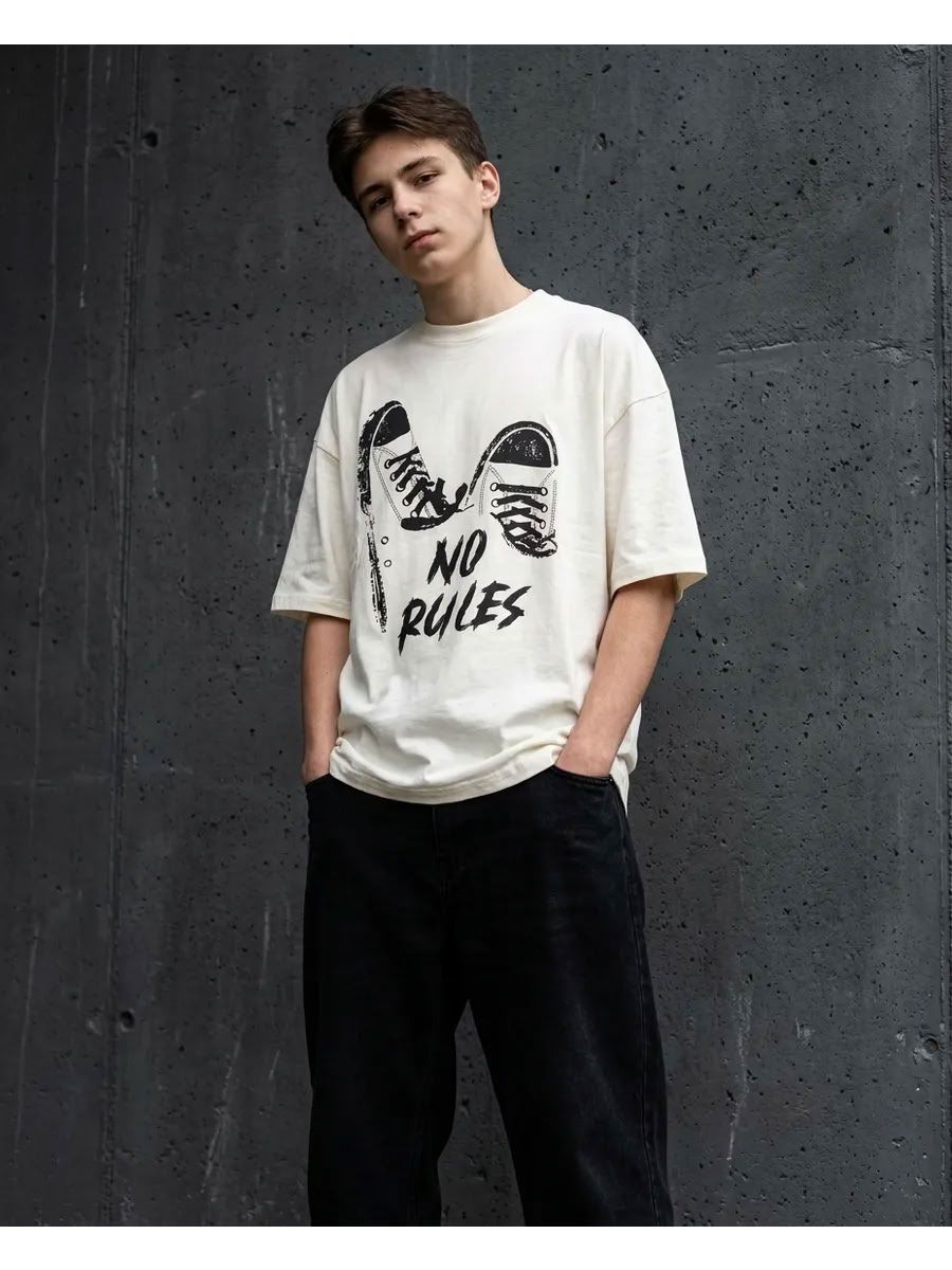 Футболка для подростка oversize 51466 - молочный