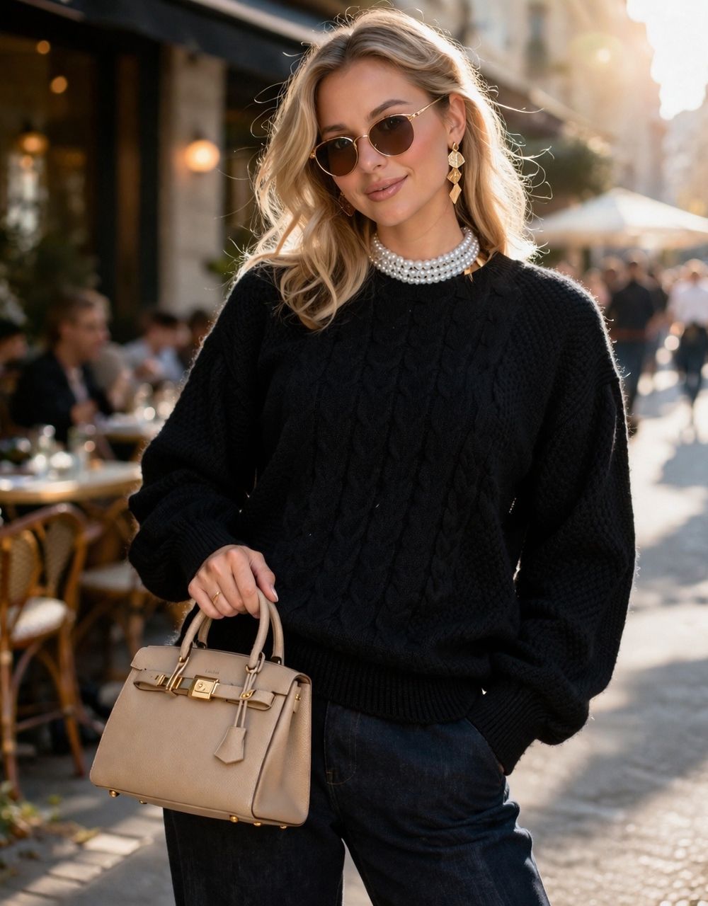 Теплая кофта Cable Knit арт. 2026 - черный