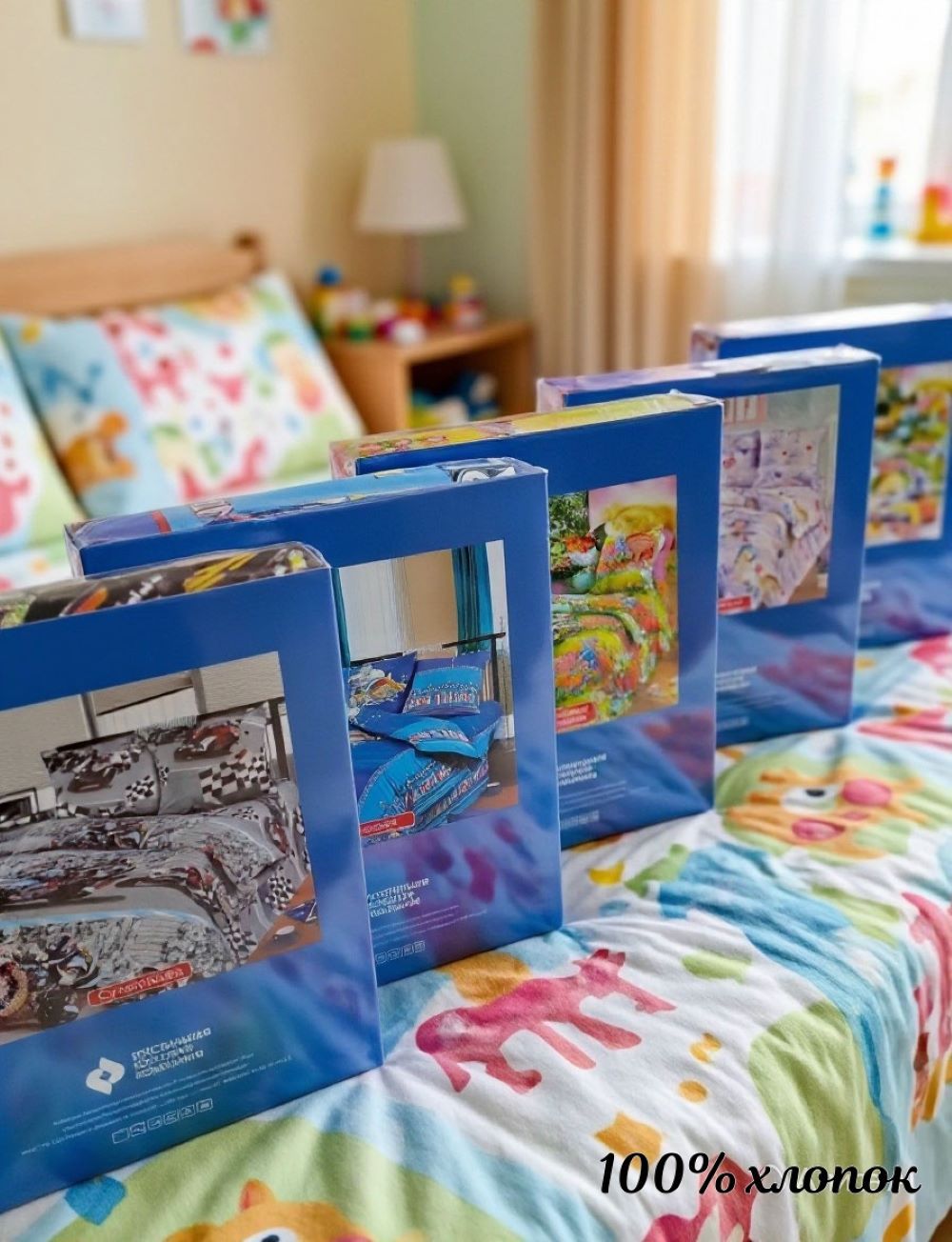 КПБ 1,5 сп бязь 125гр/м2 "Текстильная коллекция" упаковка книжка (мультик)