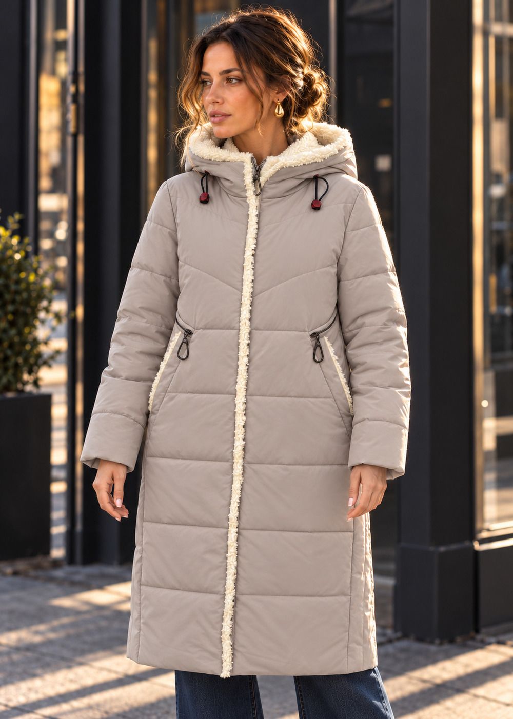 Зимняя куртка, Pearl Cotton, DWR, арт. 5053, - бежевый