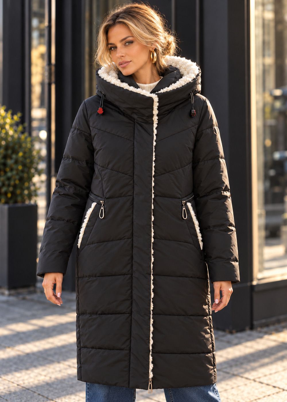 Зимняя куртка, Pearl Cotton, DWR, арт. 5053, - черный