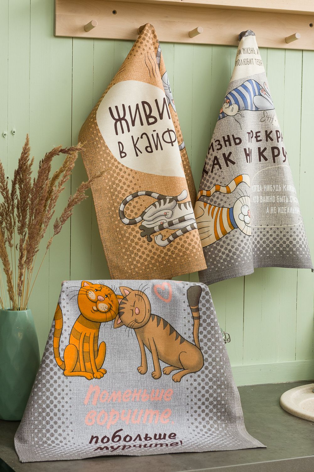Полотенце Кошачьи тайны - серый