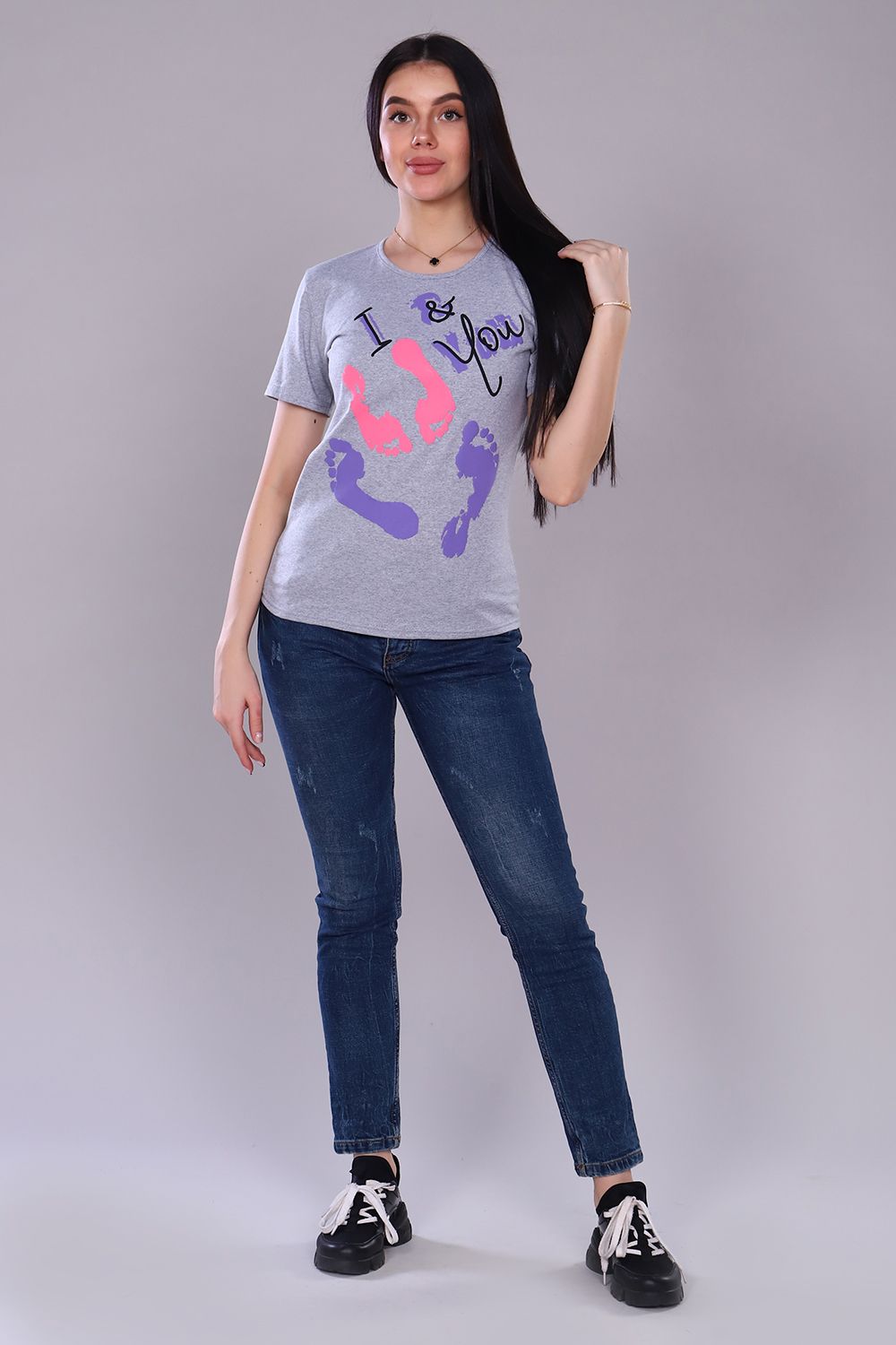 Футболка 24855 - серый меланж