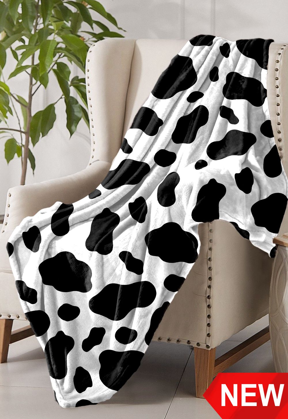 Плед Аэро Софт PAVLine Шкура Корова - черный