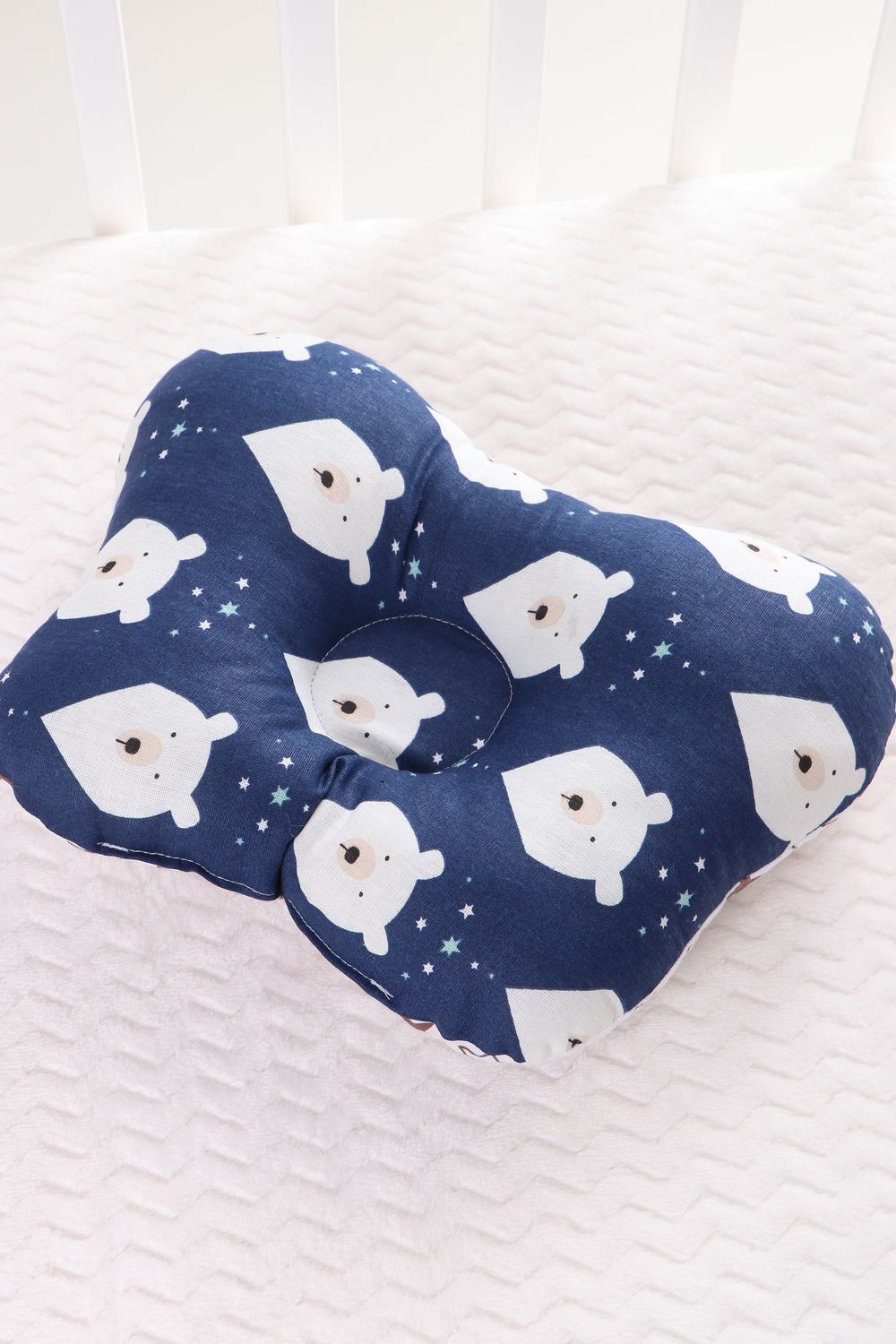 Подушка ортопедическая бабочка ПОБ/белый-мишка-синий